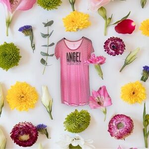 Victoria's Secret Pink Striped Glitter Pajama Shirt/Nightgown XL